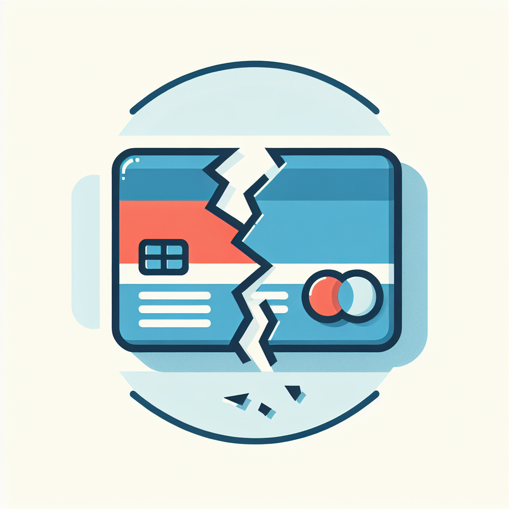 支払い方法の問題を象徴する壊れたクレジットカードのイラスト