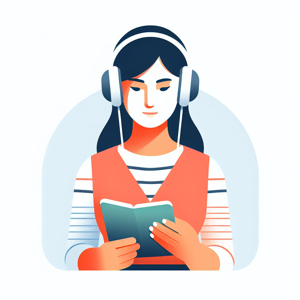 シャドーイングを練習している人のイラスト