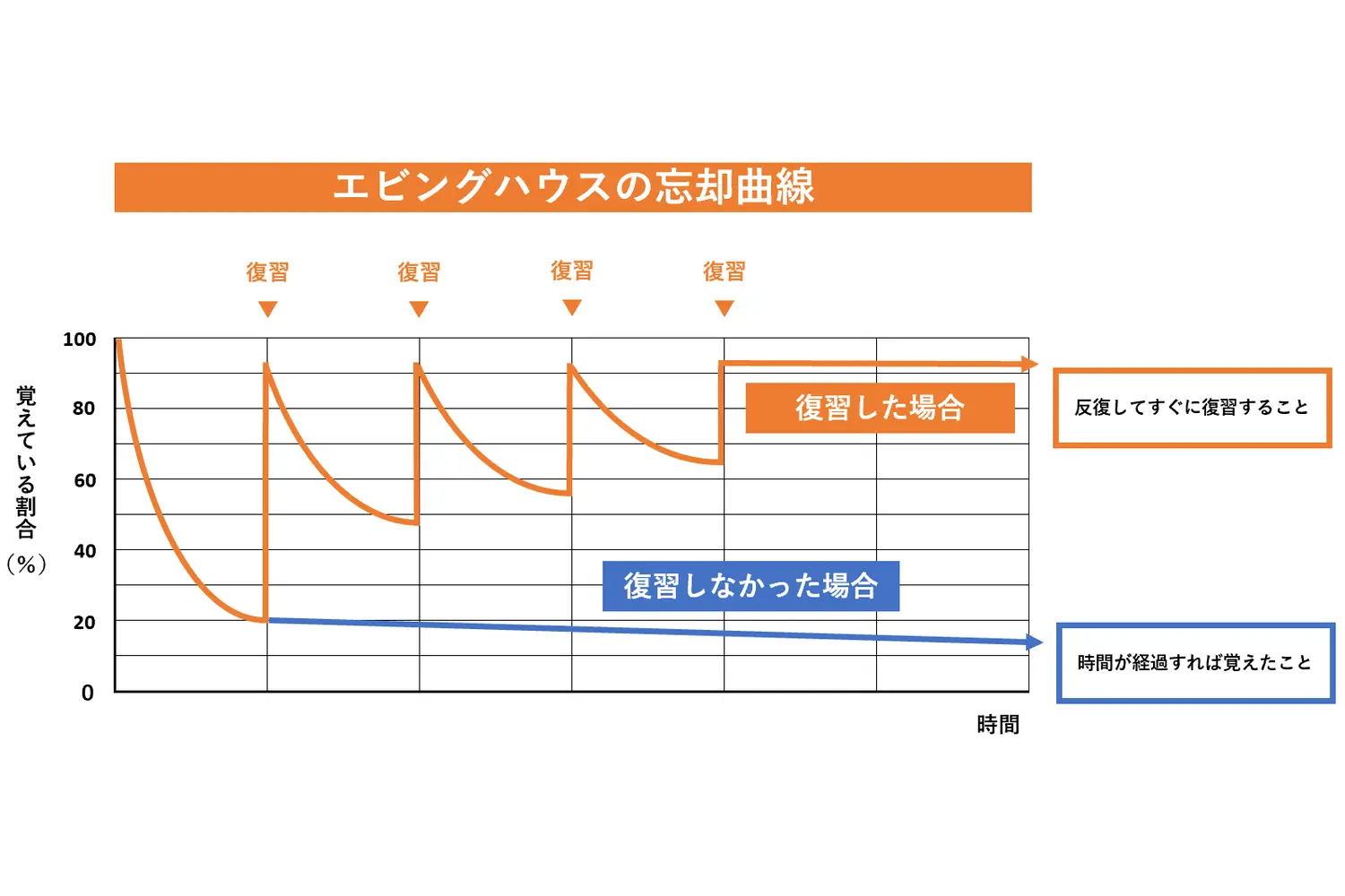 効率良く勉強して記憶を定着させるためのグラフ